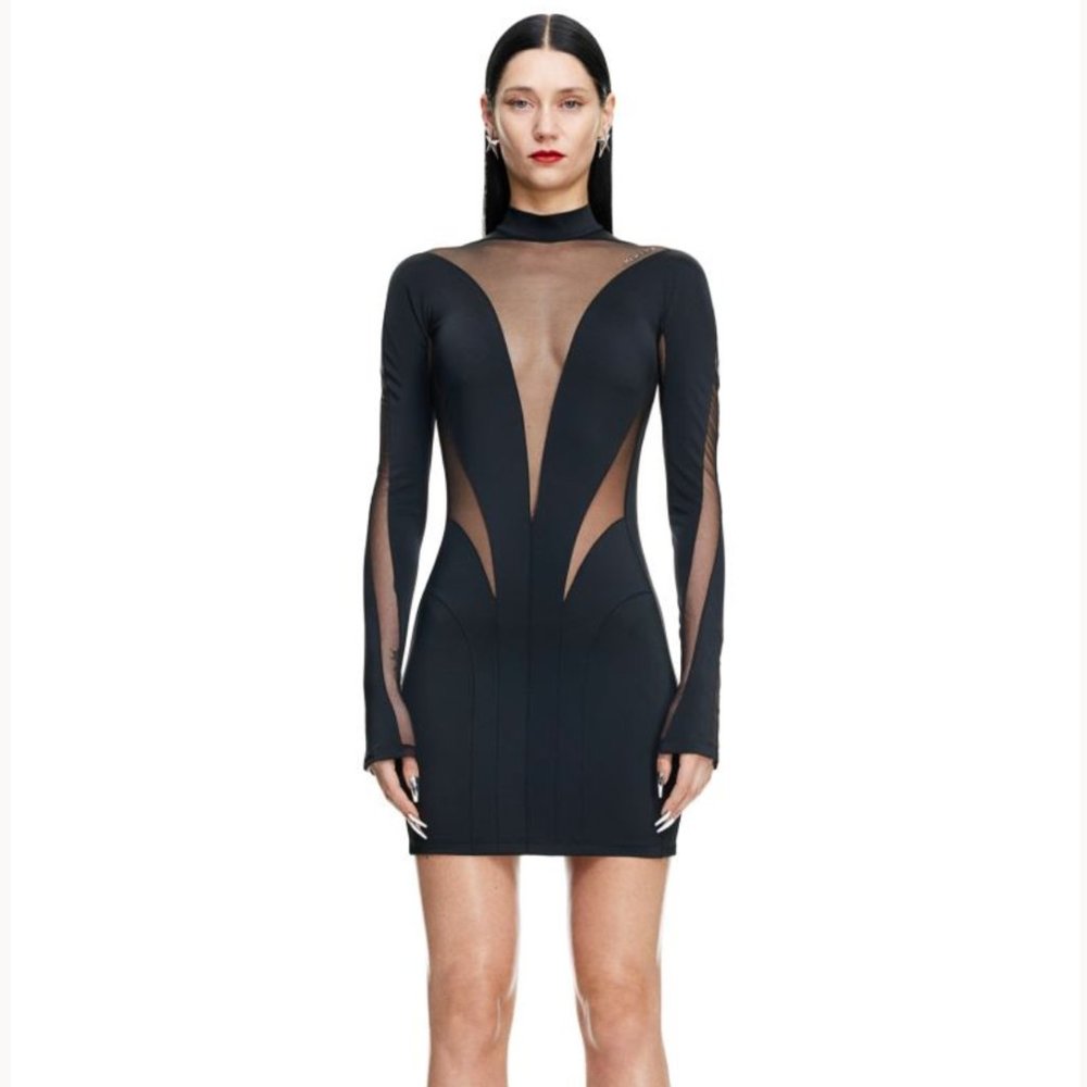 Mugler X H&M Mesh-paneled Mini Dress